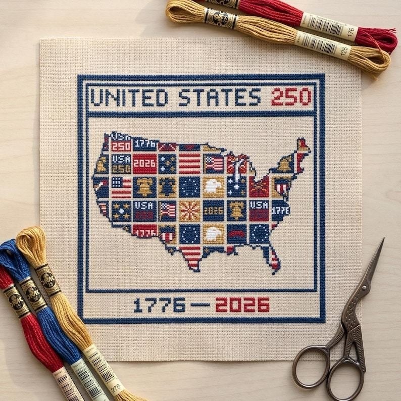 🔥Last Day 49% OFF - 🇺🇸 America 250 Years Independence Day Cross Stitch Diy Kit🧵