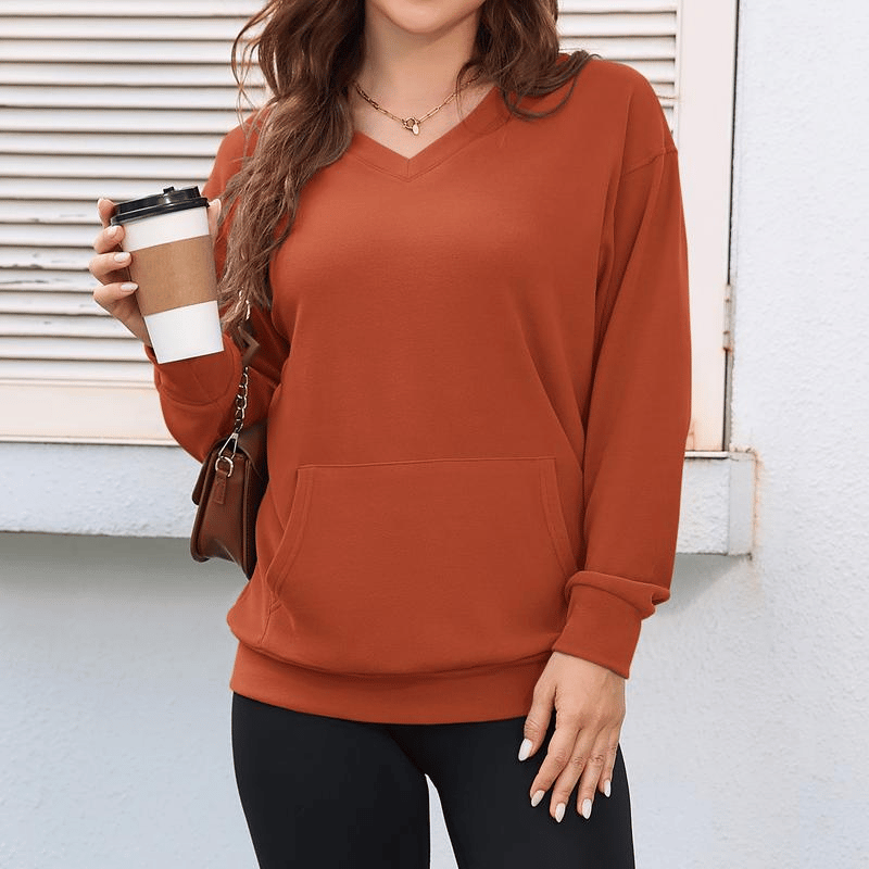 🎉New Arrival - 49% OFF💖Women's Hoodless V-Neck Kangaroo Pocket Sweatshirt