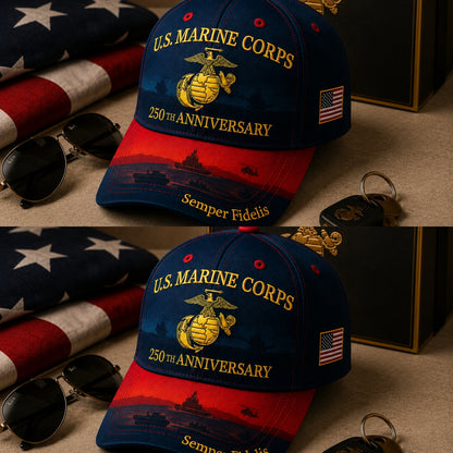 🔥 Father’s Day Sale -❤️ U.S. Marine Corps 250th Anniversary 3D Embroidered Cap 🇺🇸