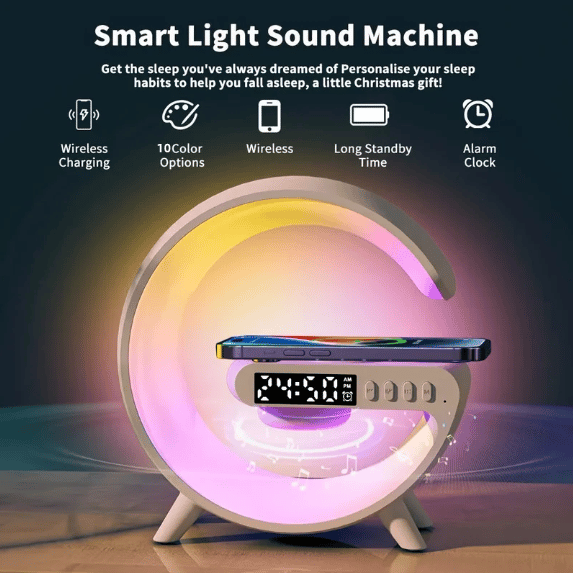 🔥Last Day 49% OFF👍Multifunctional Bluetooth Speaker-Colorful Atmosphere Light Wireless Charging and Clock All-in-one Machine