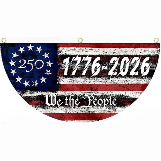 🔥Limited Time 50% Off✨ America 250th Birthday Semicircular Flag Banner 1776–2026 Patriotic Bunting