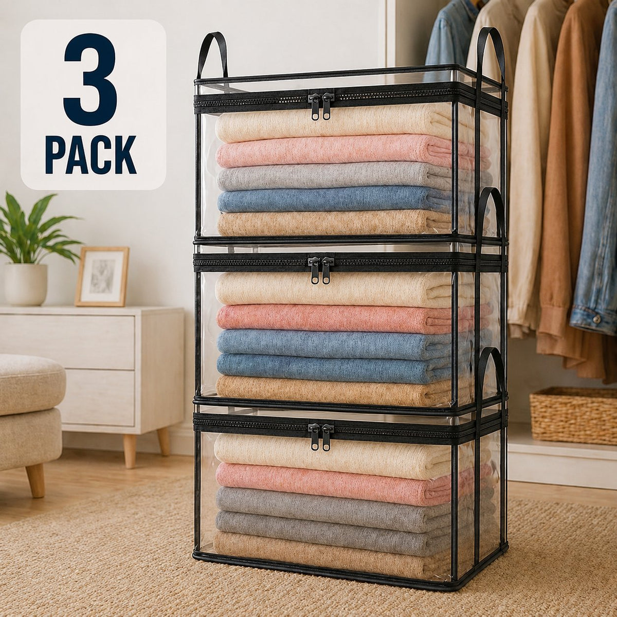 🔥Last Day 49% OFF📦Portable Large Heavy-Duty Thick Plastic Clear Storage Box with Hinged Lid | Home, Travel & Camping