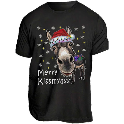🔥Last Day 49% OFF🎄 Funny Donkey Merry Kissmyass Christmas T-Shirt