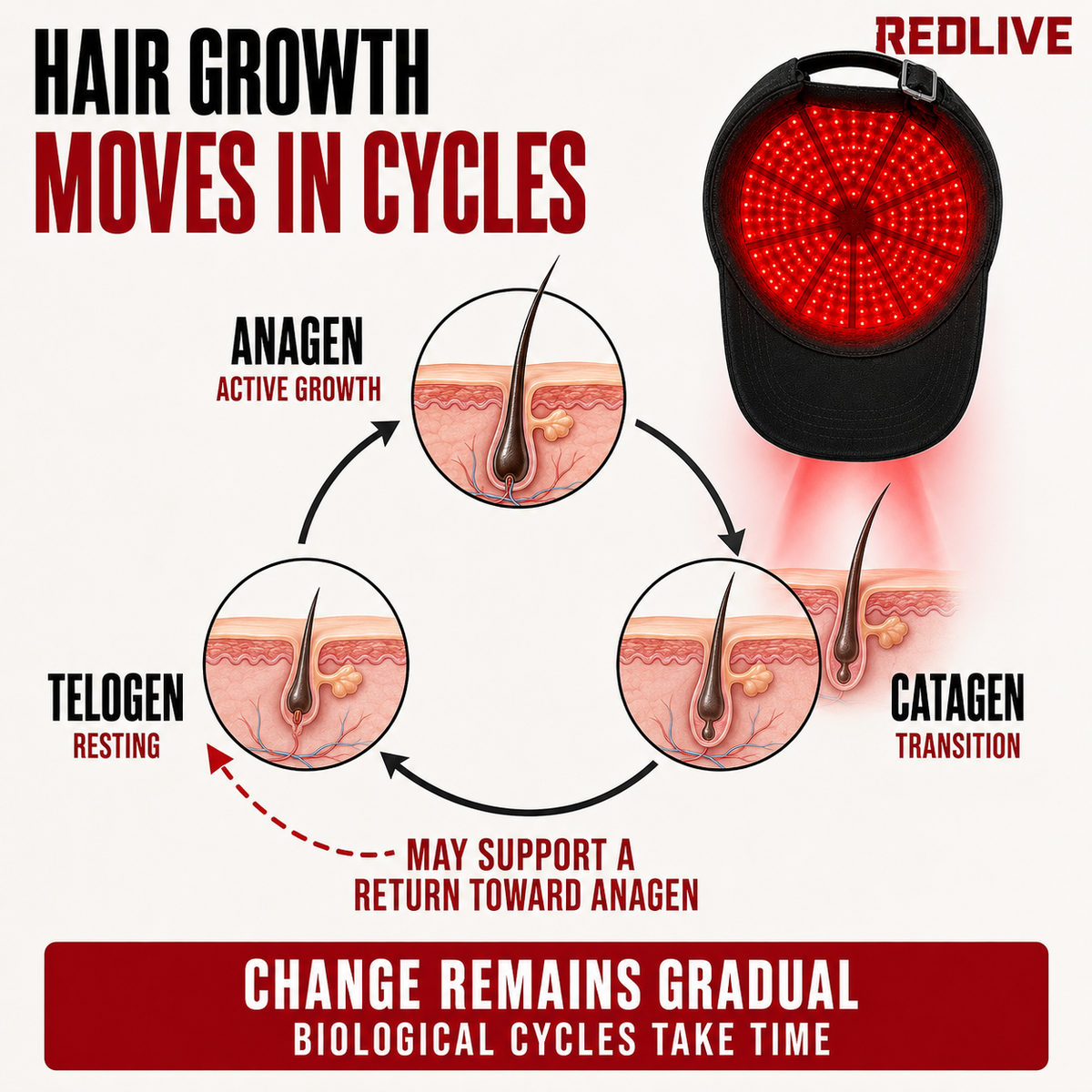 Redlive Red Light Hair Growth Cap | 100 LEDs, Charger Included + Free Gift