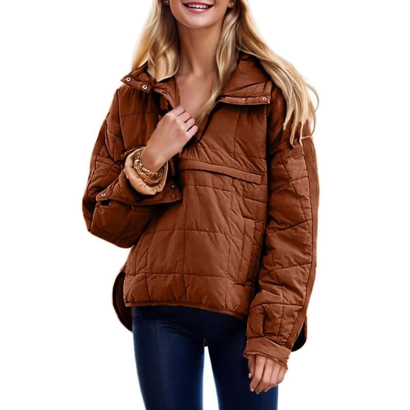 🔥Lightweight and warm-Women's Oversized Hooded Puffer Jacket Quilted Lightweight Winter Warm Pullover Padded Hoodies Coat