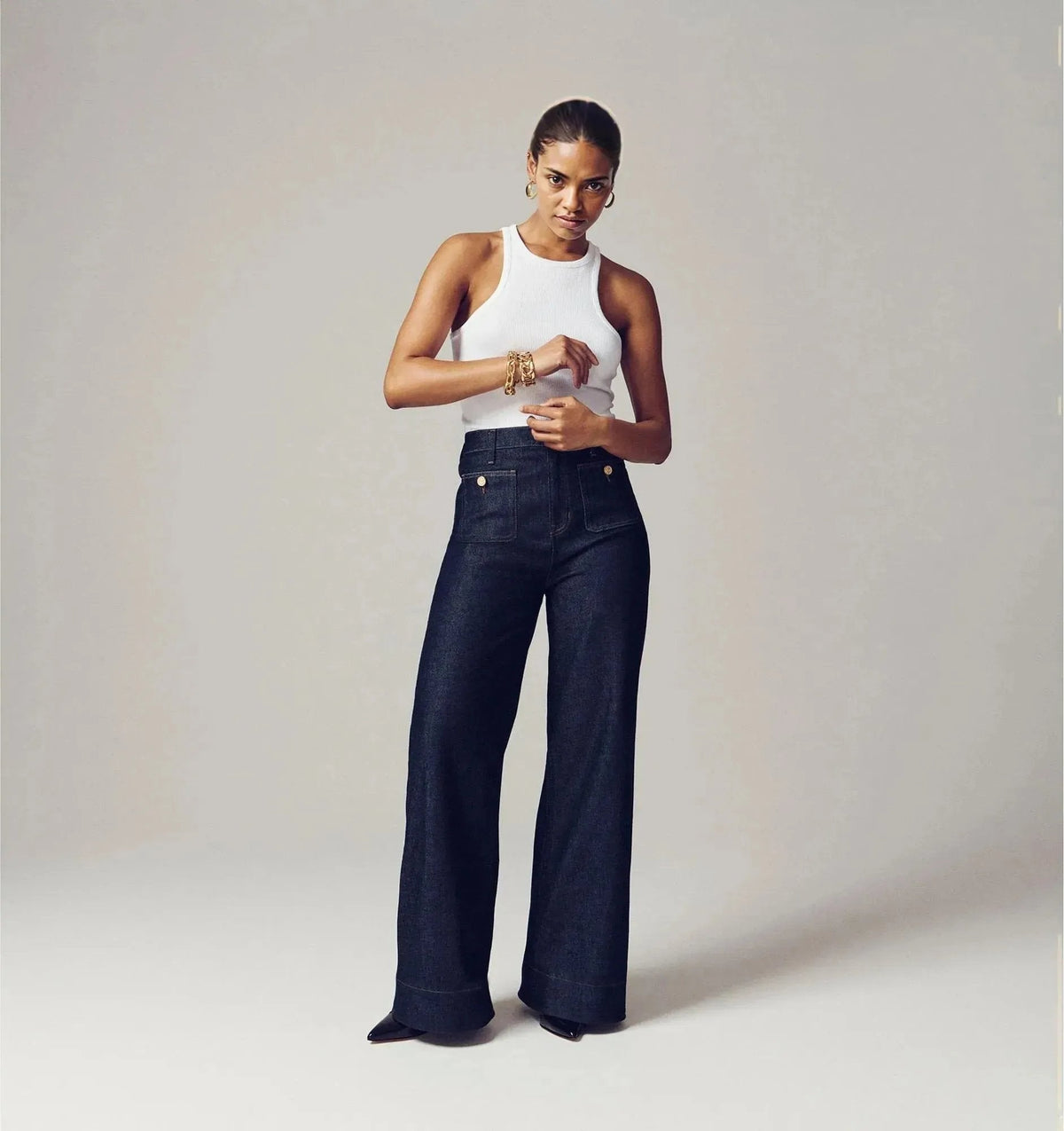 🔥Last Day 49% OFF-Tummy Control Sailor Wide Leg Jeans