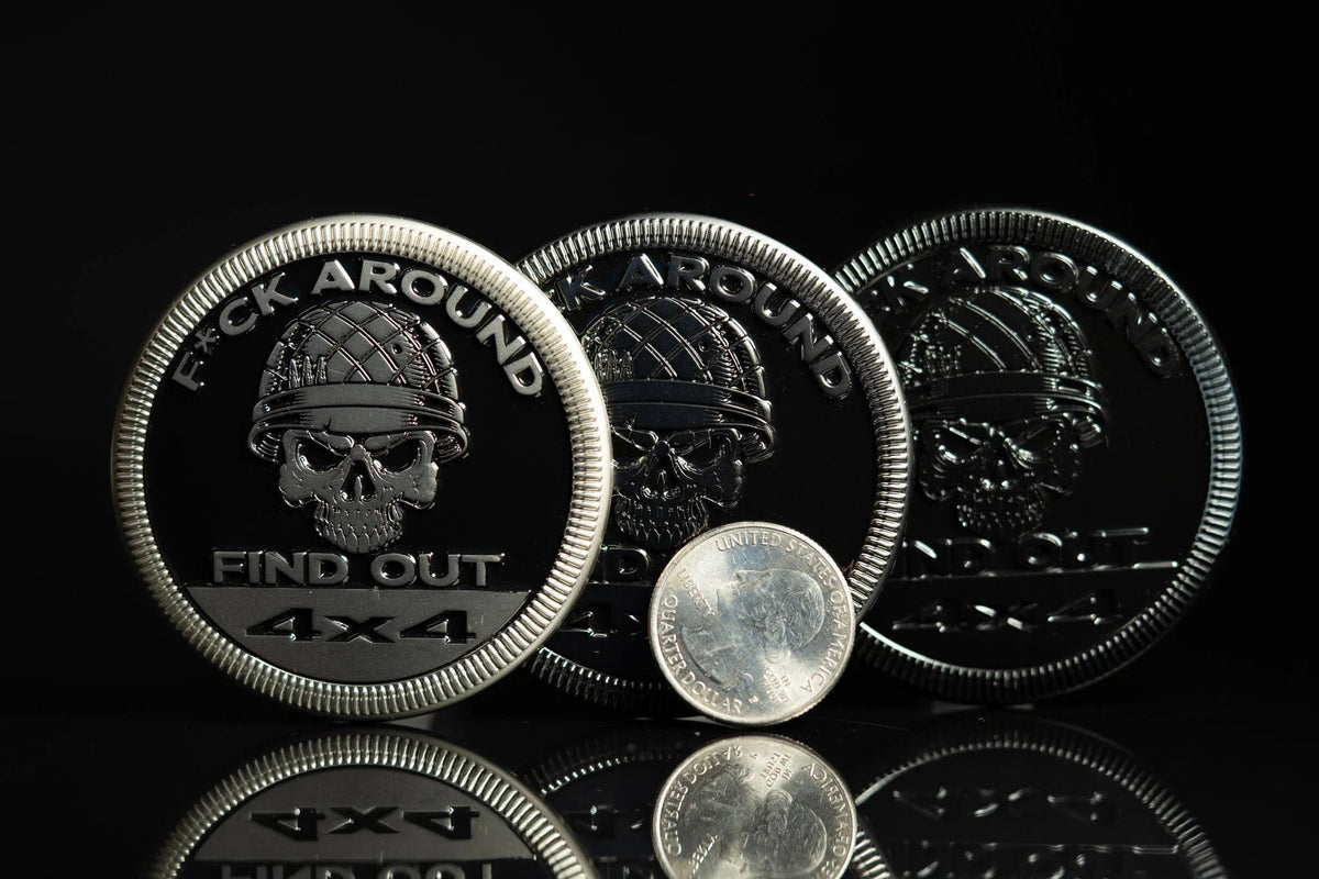 🤣F Around and Find Out (Skull & Helmet) Metal Badge