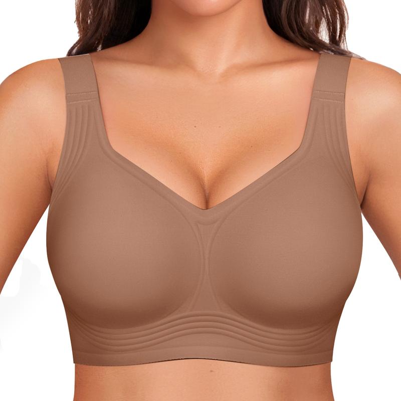 Full Coverage Wireless Support Bra for Women – Lift, Side & Back Smoothing, Wide Adjustable Straps