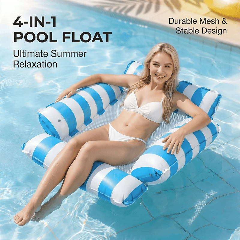 4-in-1 Inflatable Water Hammock – Pool Floating Lounge Chair & Swimming Bed
