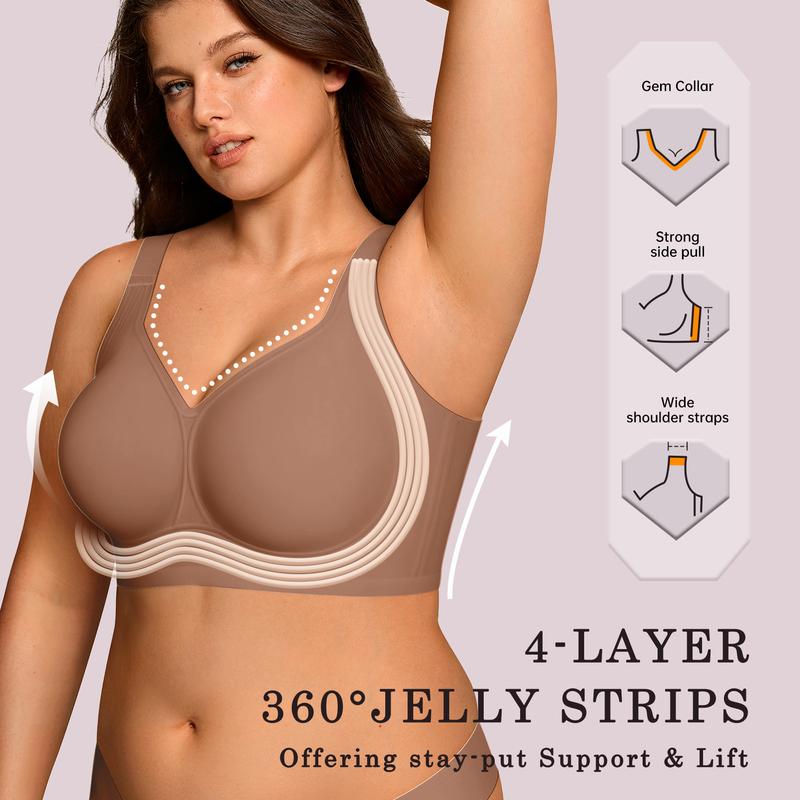 Full Coverage Wireless Support Bra for Women – Lift, Side & Back Smoothing, Wide Adjustable Straps
