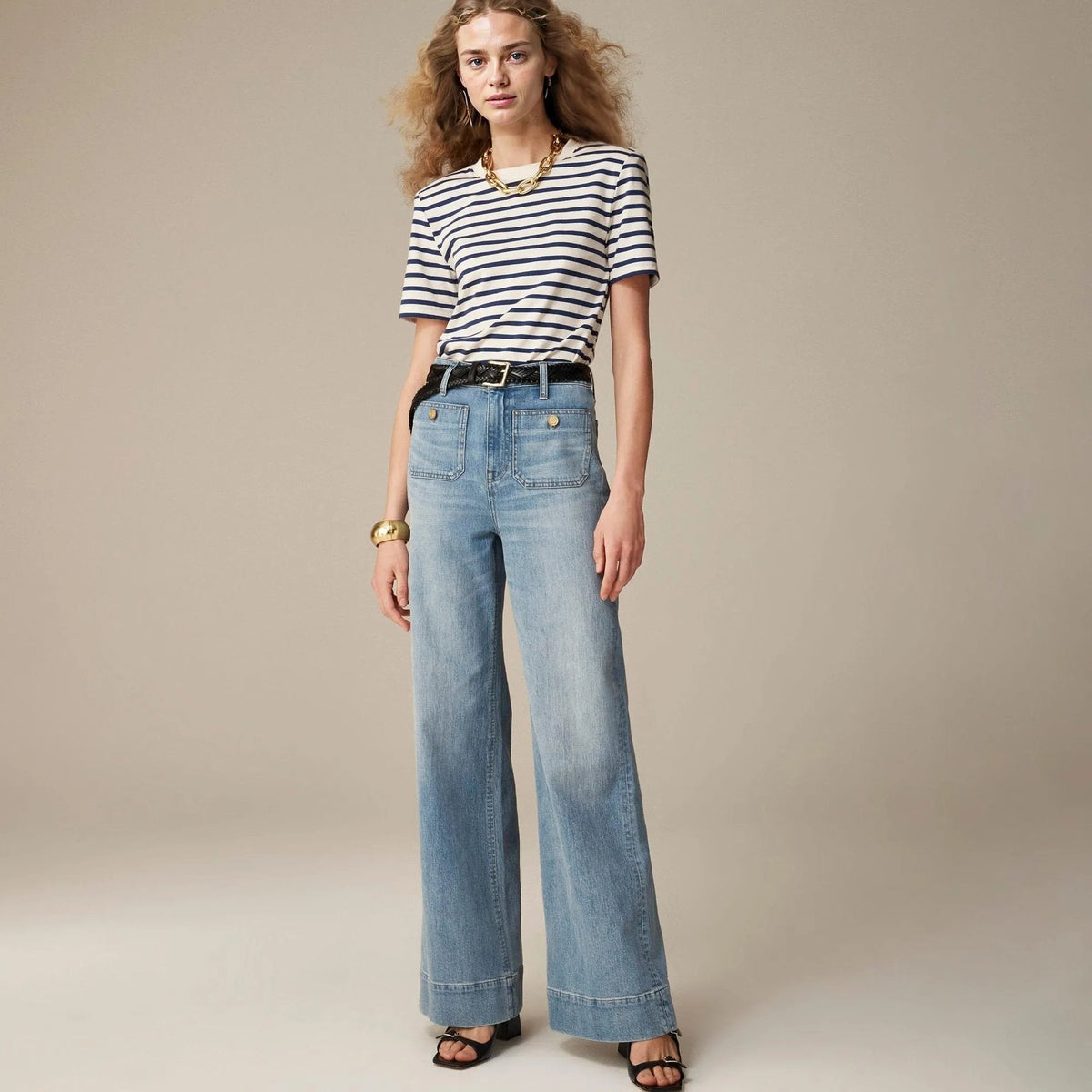 🔥Last Day 49% OFF-Tummy Control Sailor Wide Leg Jeans