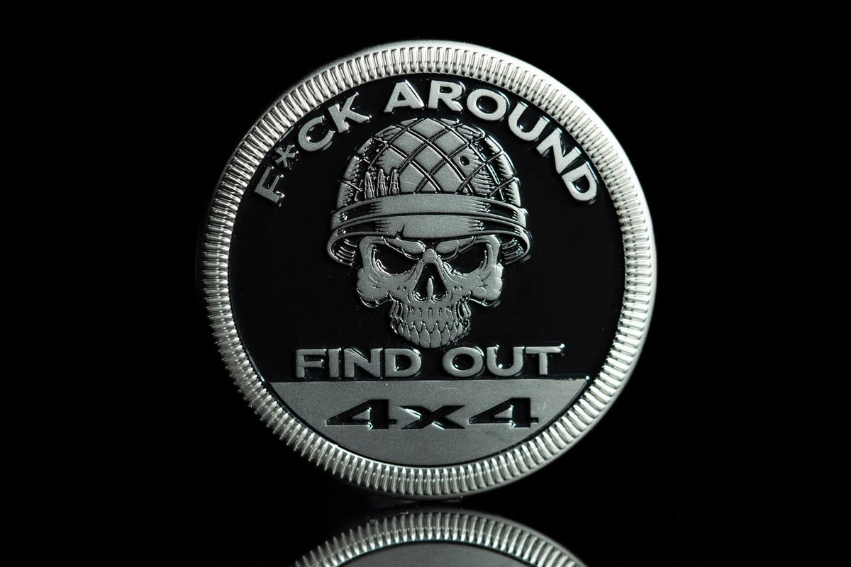🤣F Around and Find Out (Skull & Helmet) Metal Badge