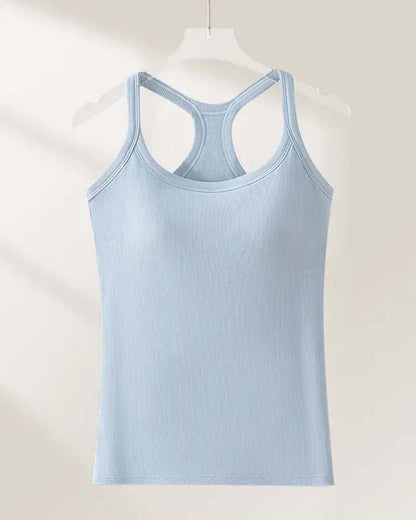 Built-in Bra Ribbed Solid Tank Top