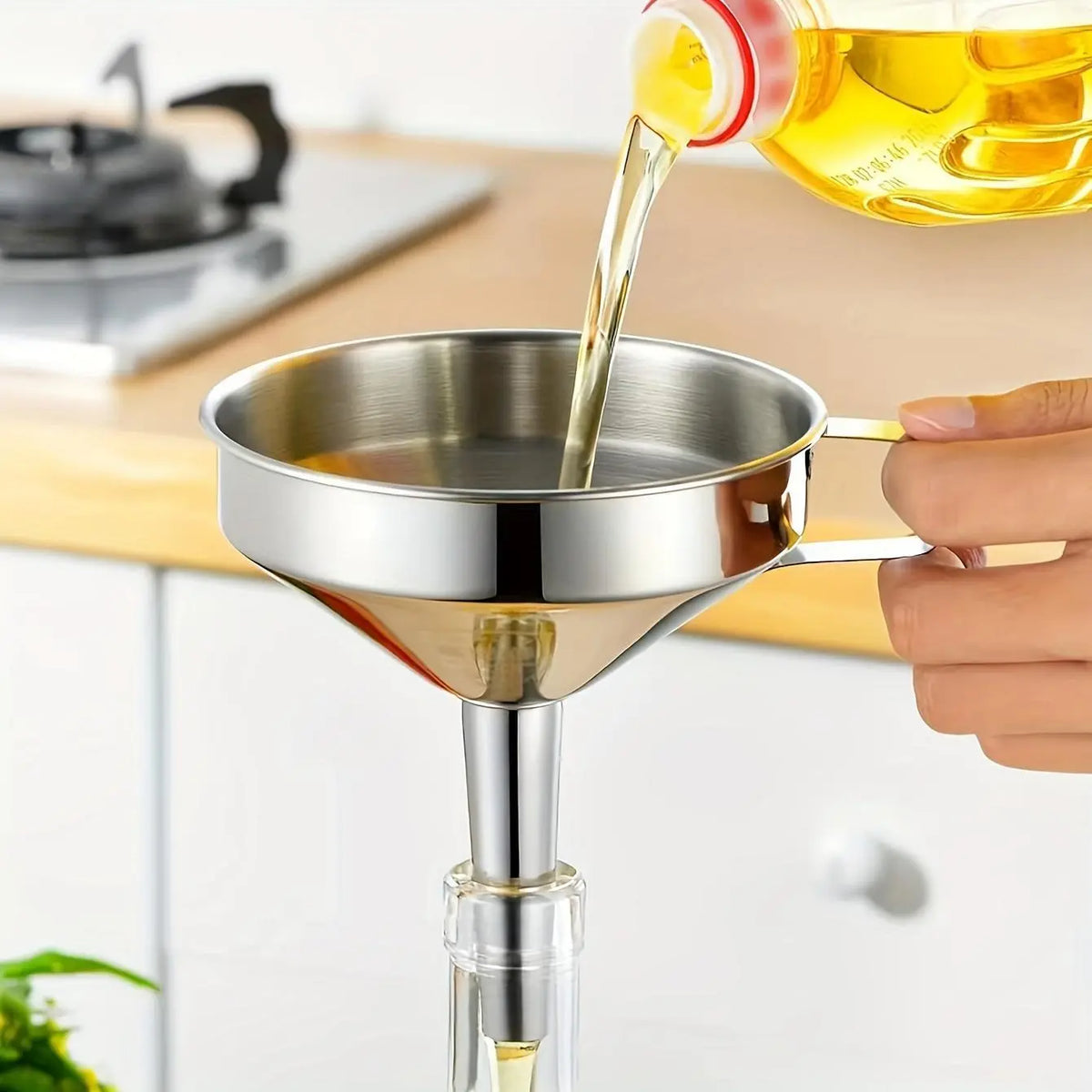 Universal Wide-Mouth Kitchen Funnel with Strainer