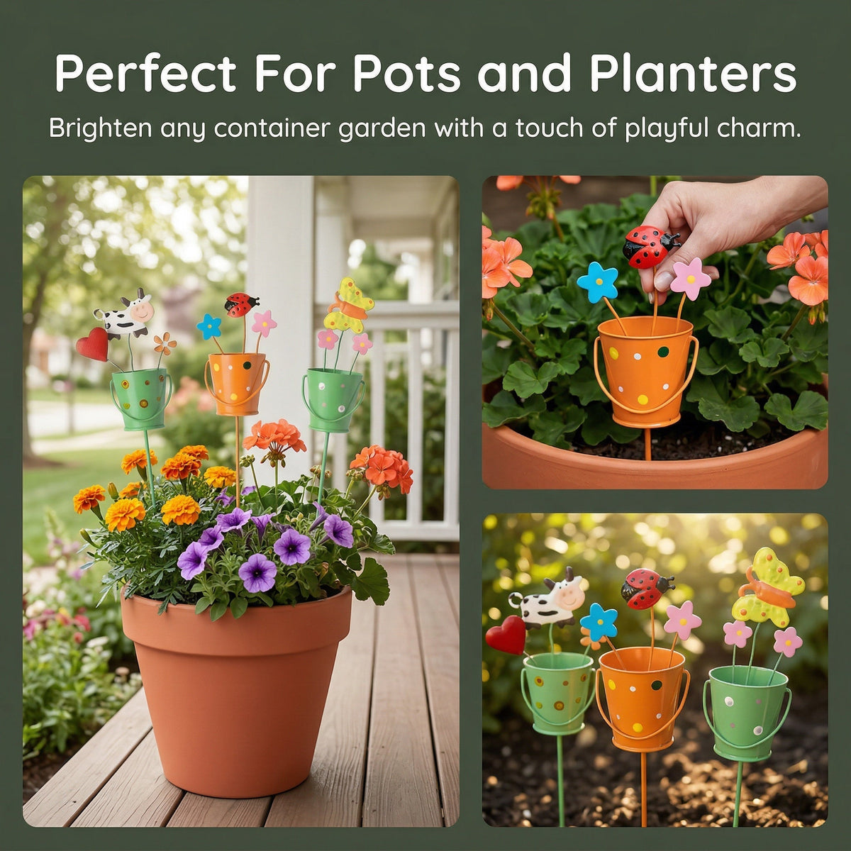 🔥Last Day 49% OFF-Set of 3 Metal Flower Pot Garden Stakes