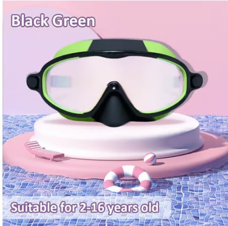 🌓HD children's large frame waterproof and anti-fog swimming goggles