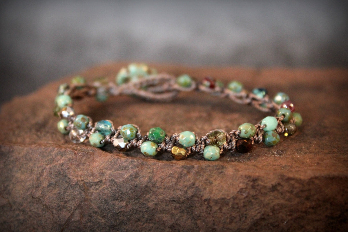 Handmade Bohemian Turquoise Flower Bracelet — Perfect for Hippie and Boho Styles