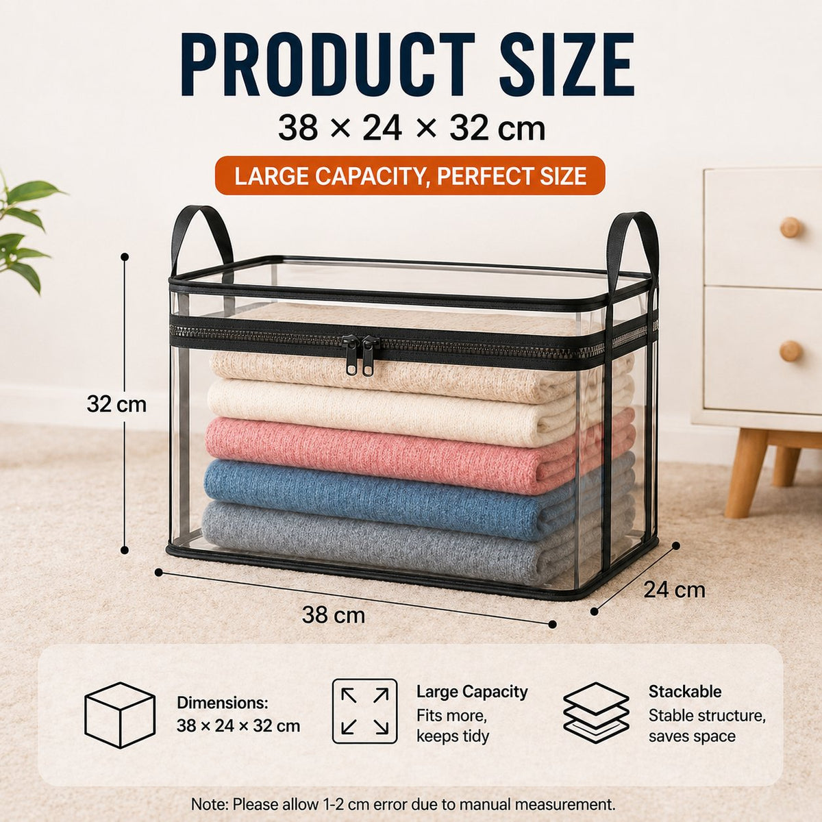 🔥Last Day 49% OFF📦Portable Large Heavy-Duty Thick Plastic Clear Storage Box with Hinged Lid | Home, Travel & Camping