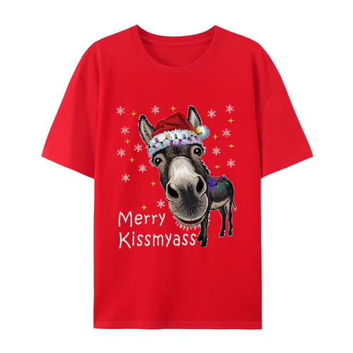 🔥Last Day 49% OFF🎄 Funny Donkey Merry Kissmyass Christmas T-Shirt