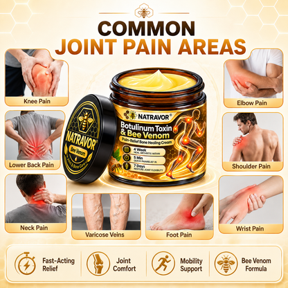 👨‍⚕️ NATRAVOR® Maximum-Strength Joint Relief Cream | 🐝 Botulinum Toxin + Bee Venom | ⚡ Fast-Acting Support for Pain, Stiffness, Swelling & Mobility | 🛡️ Full Refund Guarantee