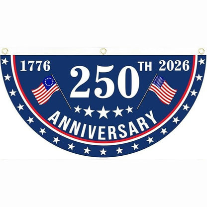 🔥Limited Time 50% Off✨ America 250th Birthday Semicircular Flag Banner 1776–2026 Patriotic Bunting