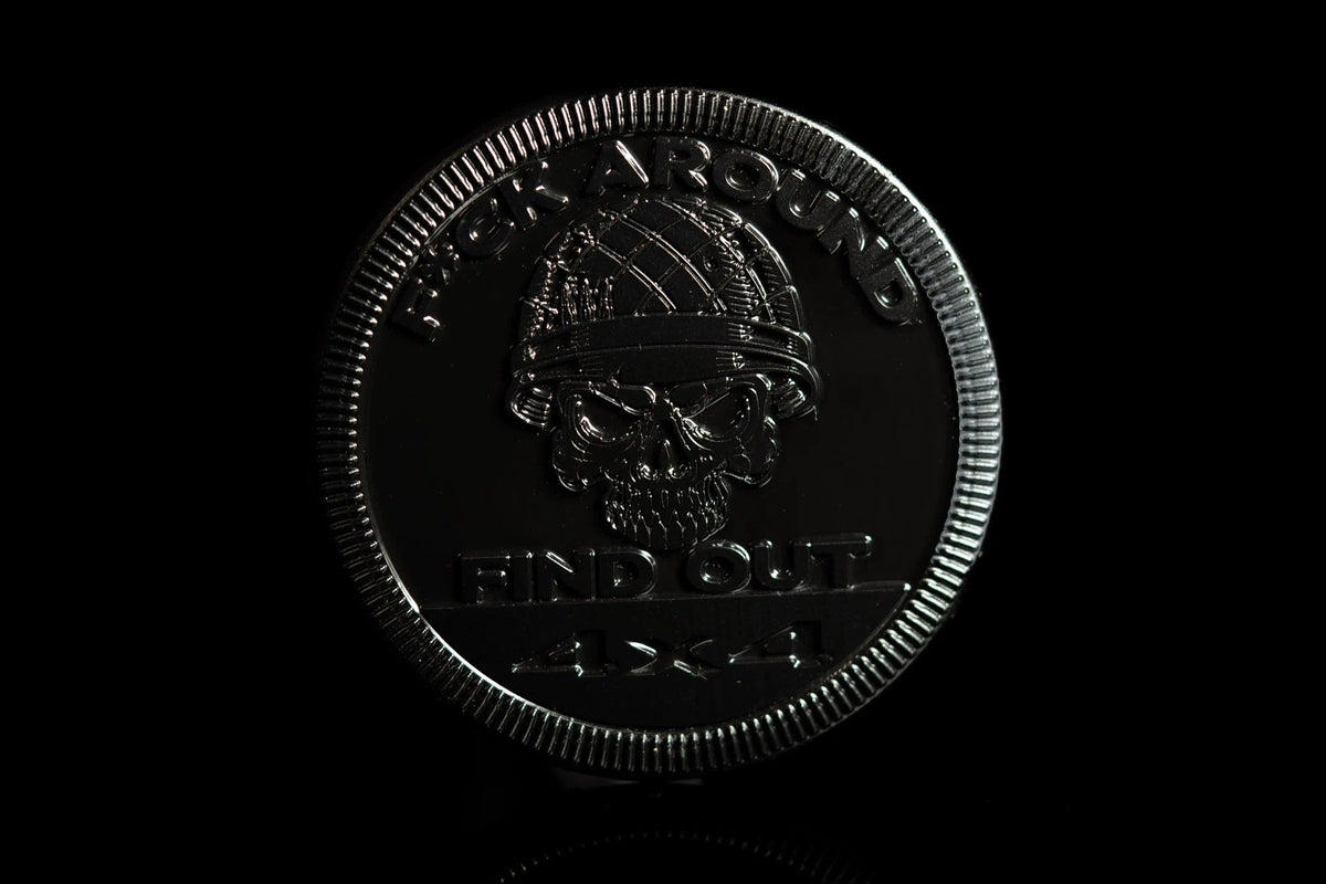 🤣F Around and Find Out (Skull & Helmet) Metal Badge