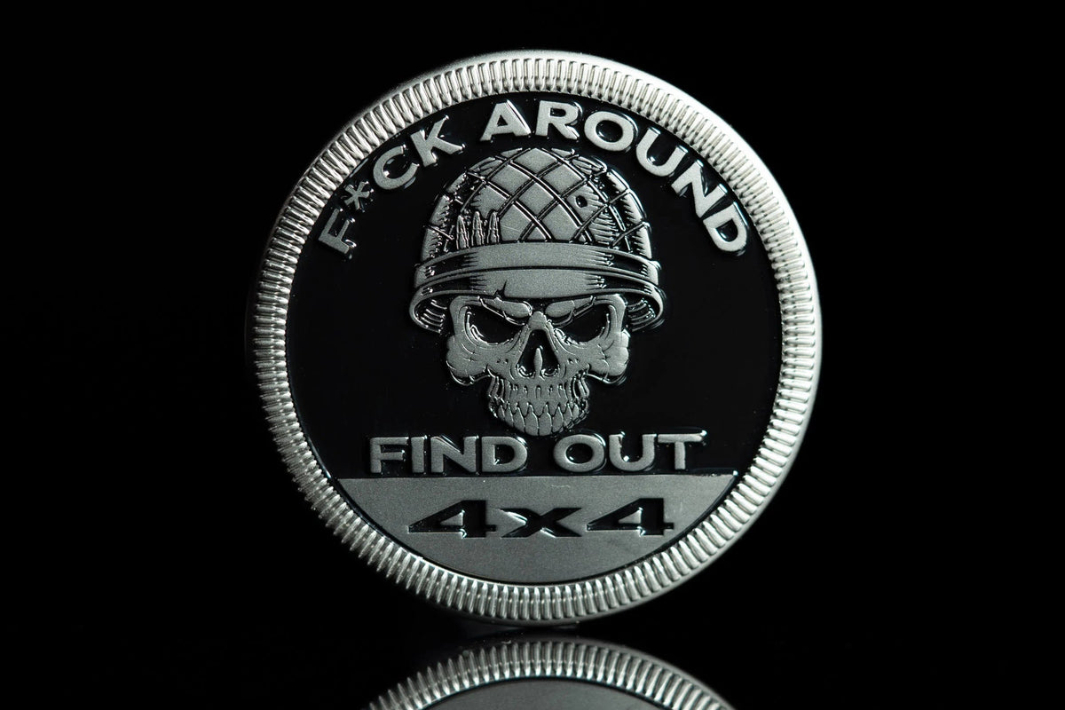🤣F Around and Find Out (Skull & Helmet) Metal Badge