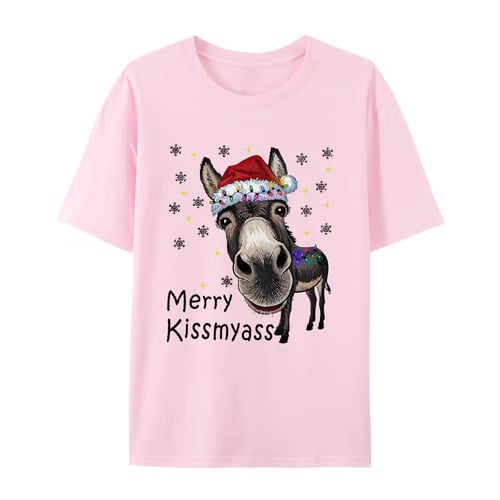 🔥Last Day 49% OFF🎄 Funny Donkey Merry Kissmyass Christmas T-Shirt