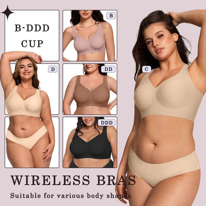 Full Coverage Wireless Support Bra for Women – Lift, Side & Back Smoothing, Wide Adjustable Straps