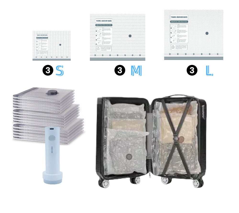 🔥Hot Sale 49% off 🧳 Cordless Travel Vacuum Storage Compression Bag Set