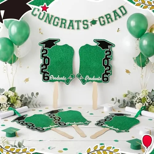 Class of 2026 Graduation Fans with Handle | Double Sided DIY Grad Photo Props