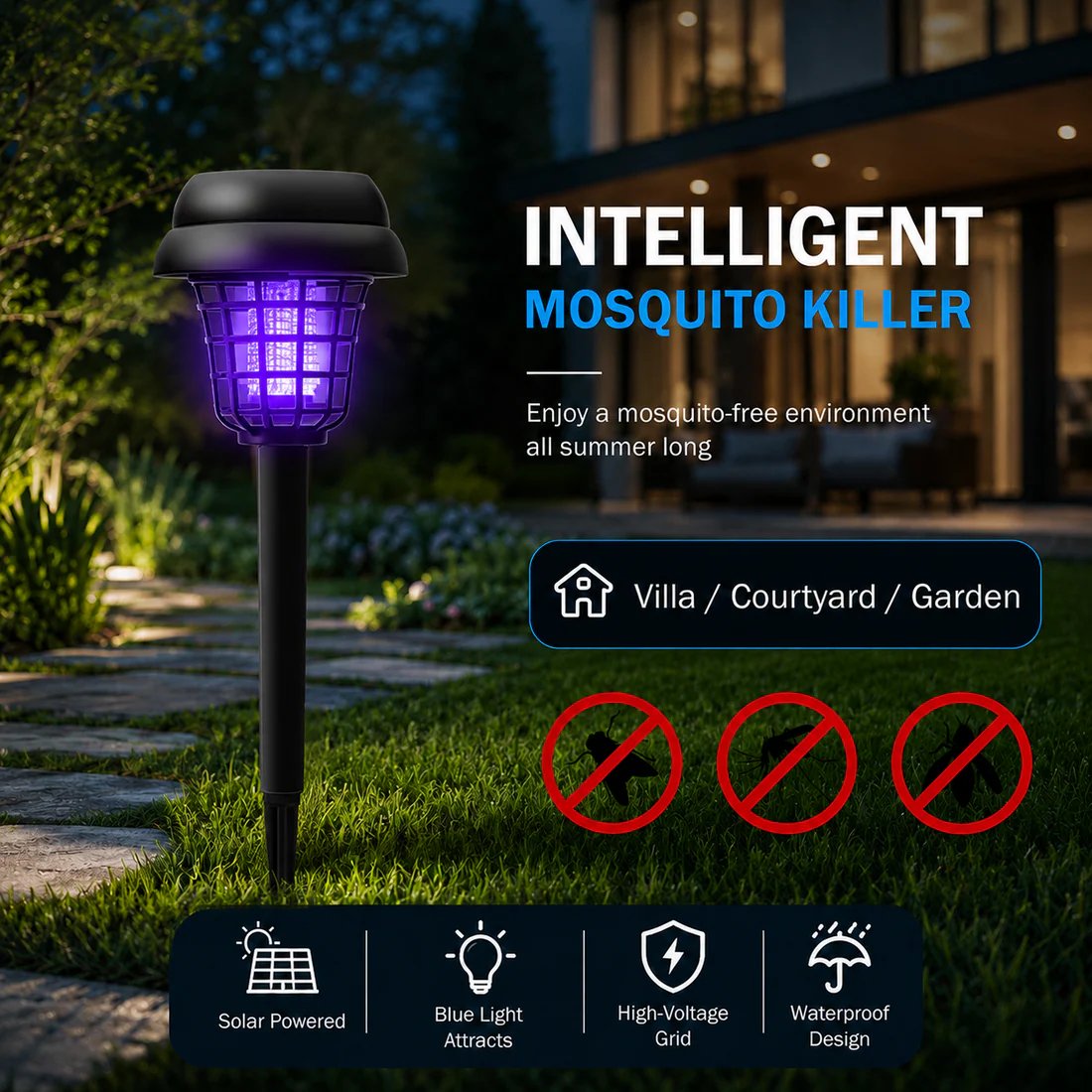 ⚡Summer Essentials 🦟Solar-Powered UV Mosquito Killer Lamp