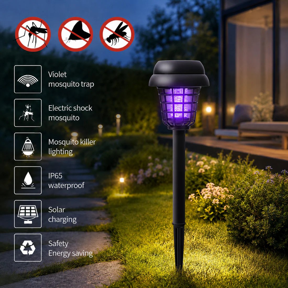 ⚡Summer Essentials 🦟Solar-Powered UV Mosquito Killer Lamp