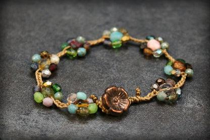 Handmade Bohemian Turquoise Flower Bracelet — Perfect for Hippie and Boho Styles