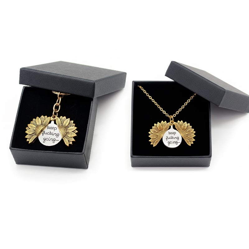 🌻Sunflower Keychain – “Keep Fucking Going” Motivational Gift with Gift Box