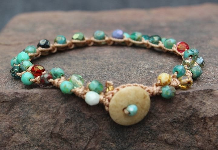 Handmade Bohemian Turquoise Flower Bracelet — Perfect for Hippie and Boho Styles
