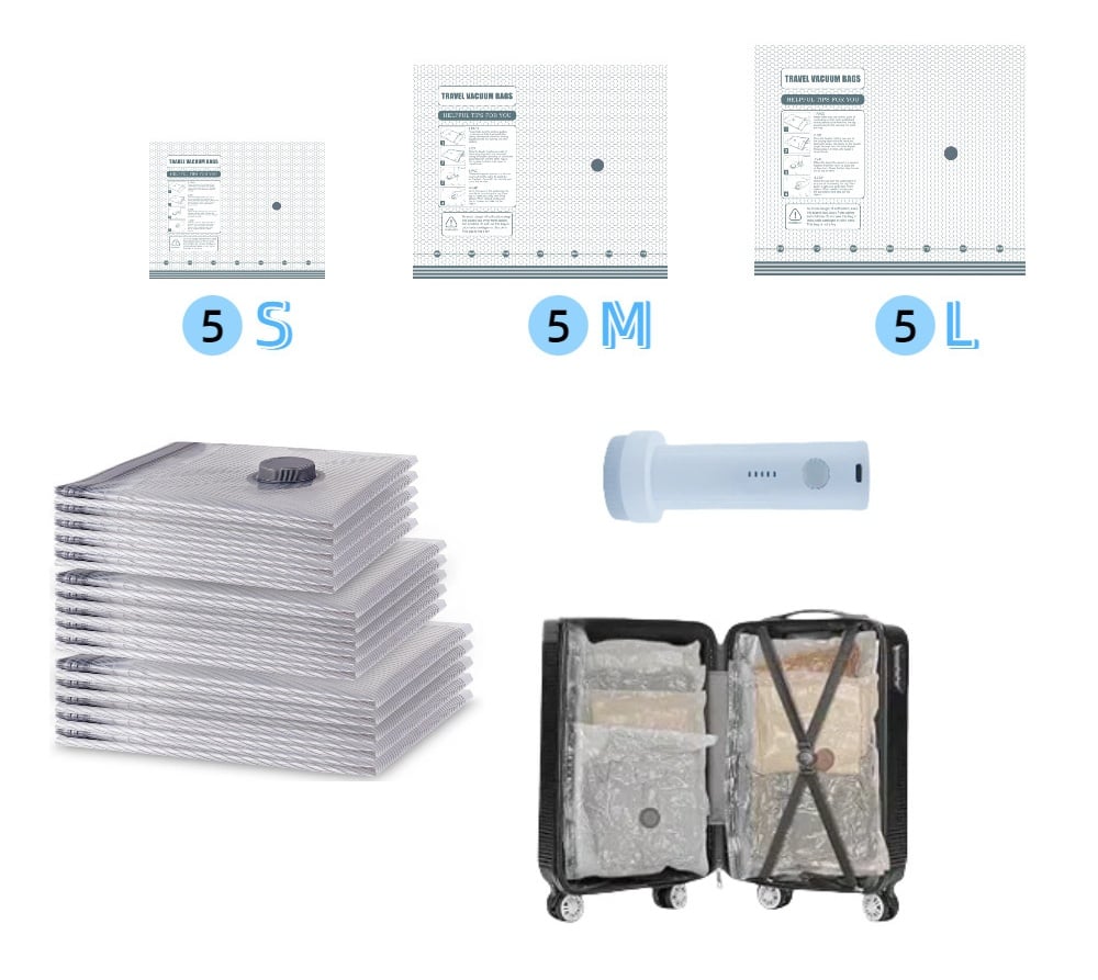 🔥Hot Sale 49% off 🧳 Cordless Travel Vacuum Storage Compression Bag Set