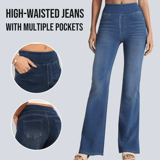 🏆LAST DAY SALE 49% OFF - High Waisted Pockets Washed Casual Bootcut Jeans