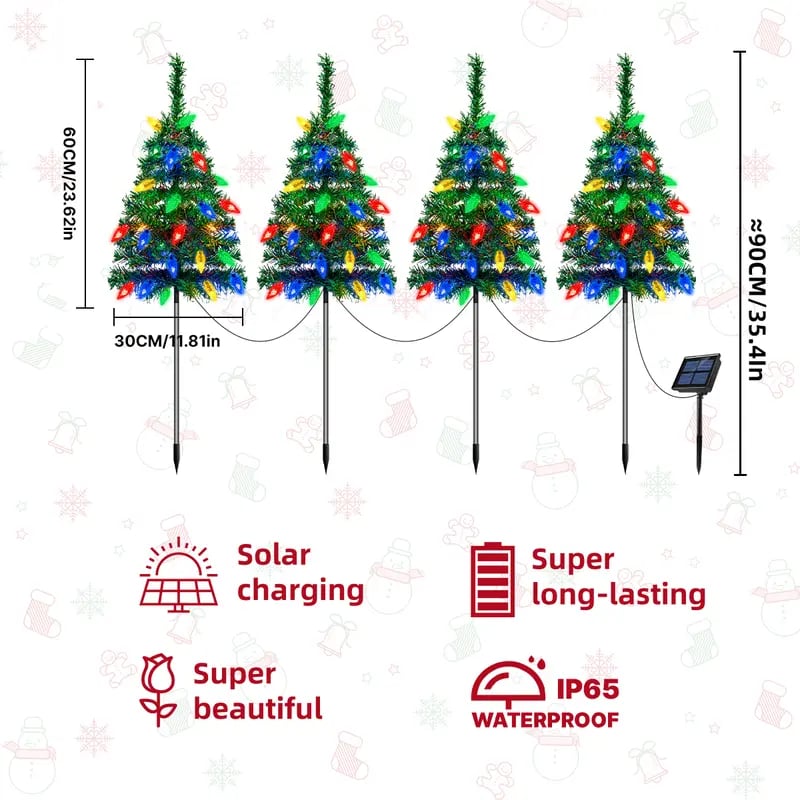 1 Set of Solar Christmas Trees with String Lights