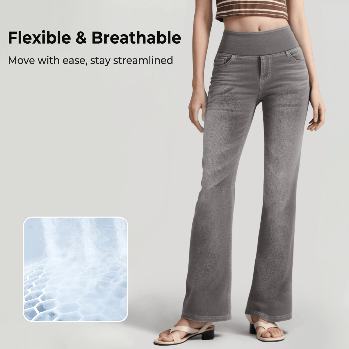 🏆LAST DAY SALE 49% OFF - High Waisted Pockets Washed Casual Bootcut Jeans