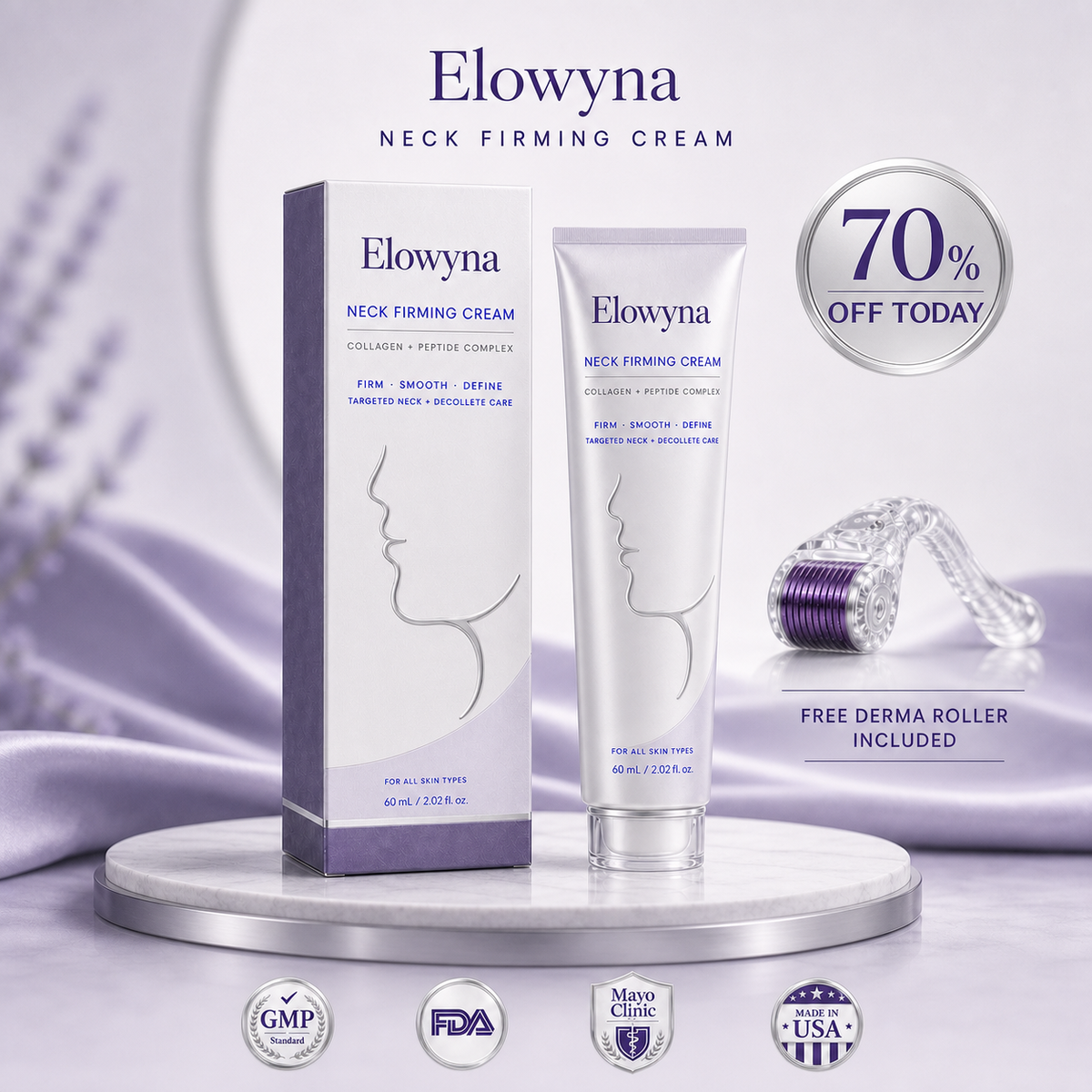 🧠👩‍🔬 Elowyna All-Over Firming Cream – FDA-Compliant Formula For Face, Neck & Body – Smooth, Tighten & Brighten – 70% OFF + 🎁 Free Derma Roller Today