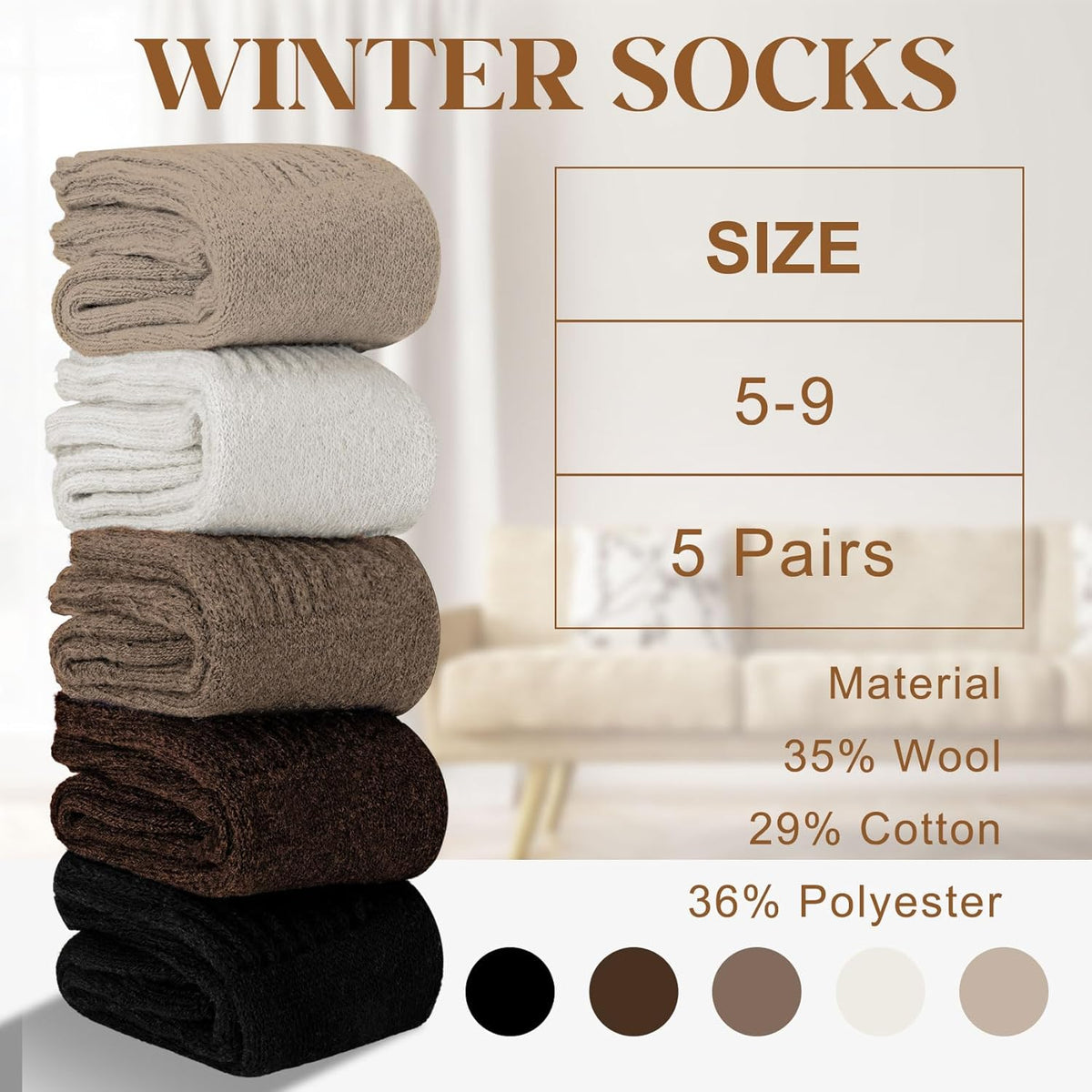 🔥LAST DAY 49% OFF -5 Pairs Women's Solid Mid-calf Socks