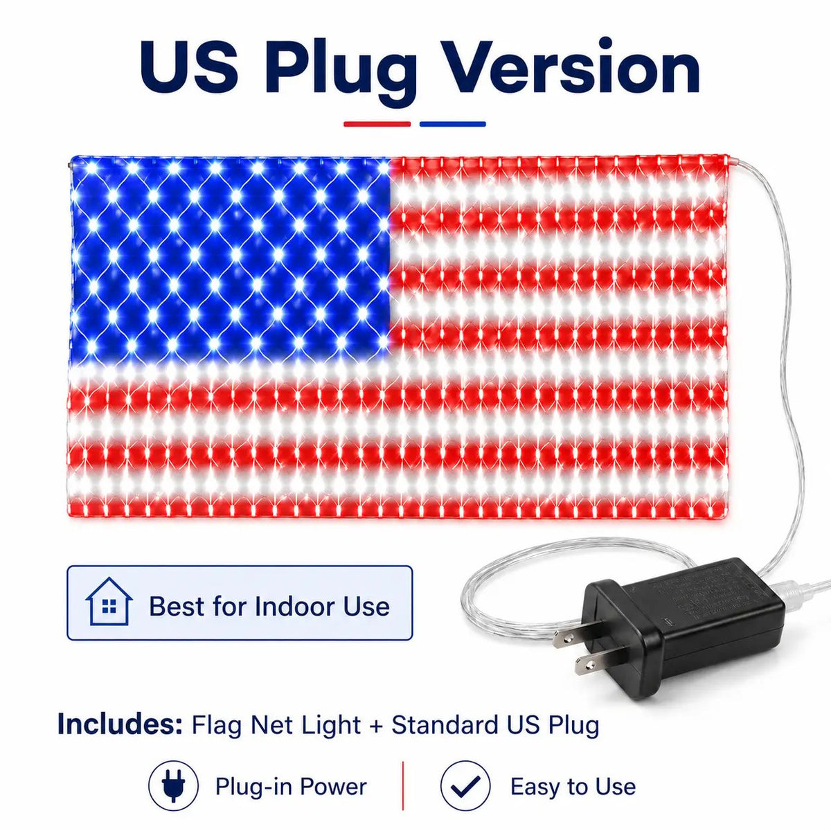 💙 Land of the Free Glow ✨ 49% OFF-Solar American Flag Net Lights