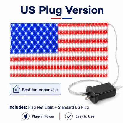 💙 Land of the Free Glow ✨ 49% OFF-Solar American Flag Net Lights