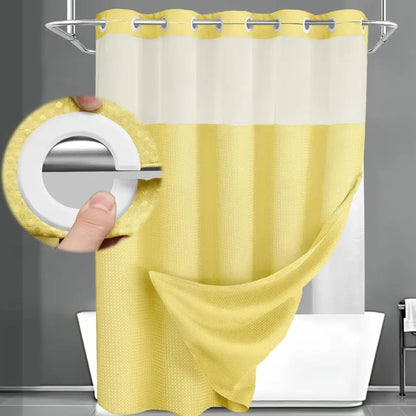 No Hook Shower Curtain with Snap-In Liner